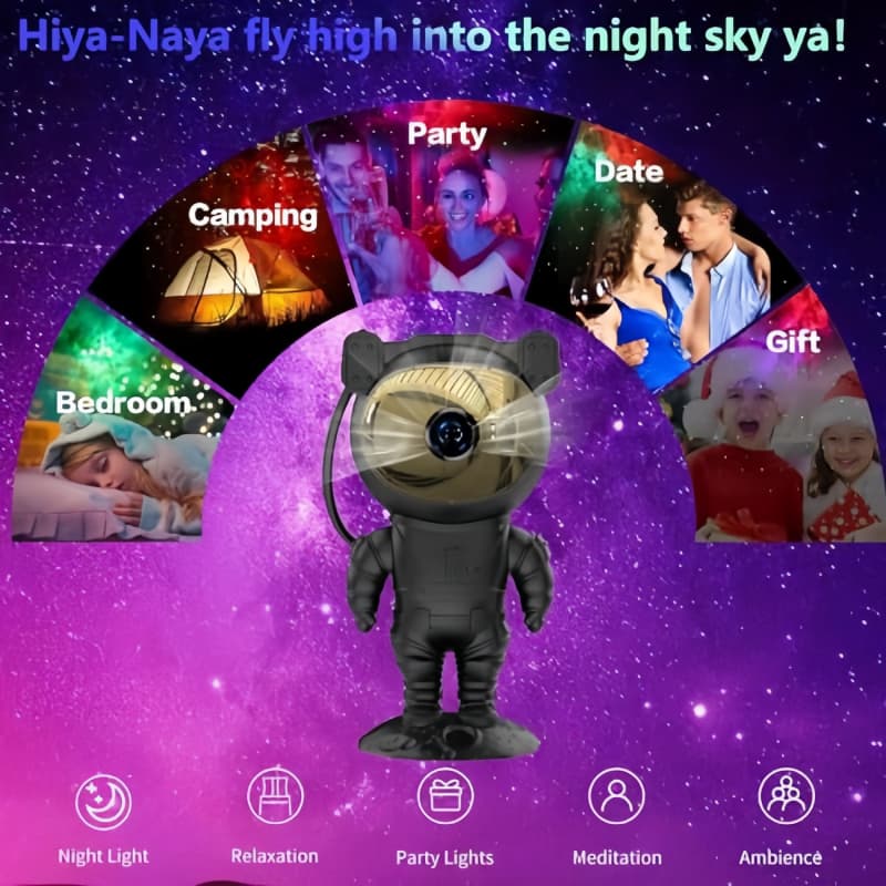 Proyector de galaxias astronauta, luz nocturna giratoria 360° de estrellas y nebulosas con control remoto – Lámpara de proyección LED genial para decoración de habitaciones, 8 modos de iluminación, temporizador – OEM/ODM disponible