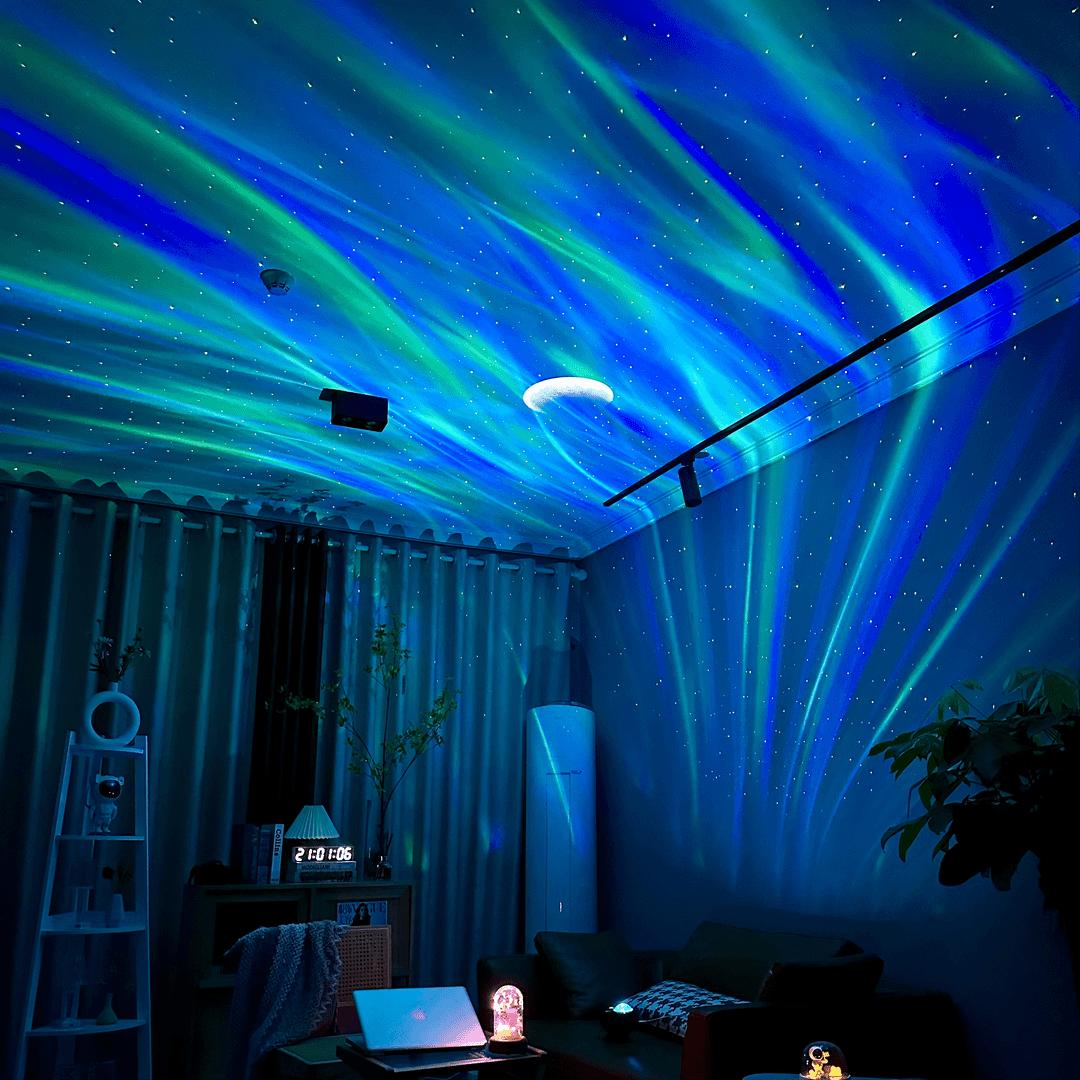 Proyector Aurora Galaxy con altavoz Bluetooth – 13 efectos de iluminación, luz nocturna de ángulo ajustable, control remoto, lámpara de techo con temporizador – OEM/ODM disponible