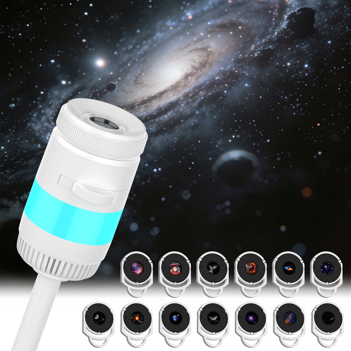 USB Galaxy Star Projector with RGB Night Light & Flexible Gooseneck