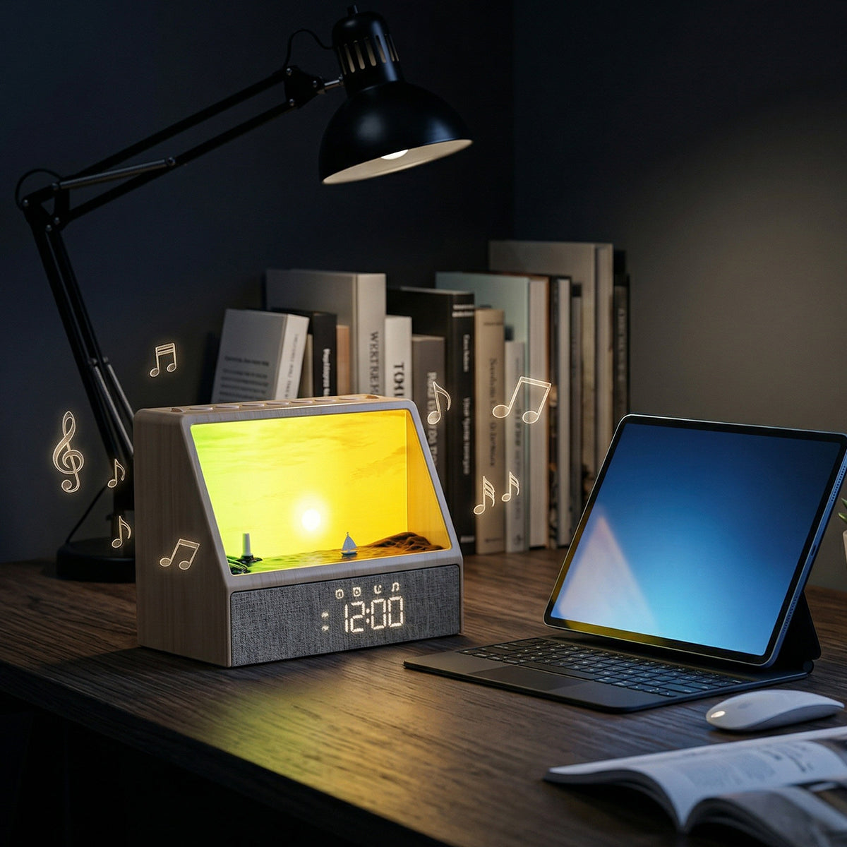 Sunrise Wake-Up Light Alarm Clock with 24 White Noise Sounds, Bluetooth Speaker & Multicolor Ambient Light – Snooze, Light & Sound Alarm, Auto-Off Timer – OEM/ODM Available