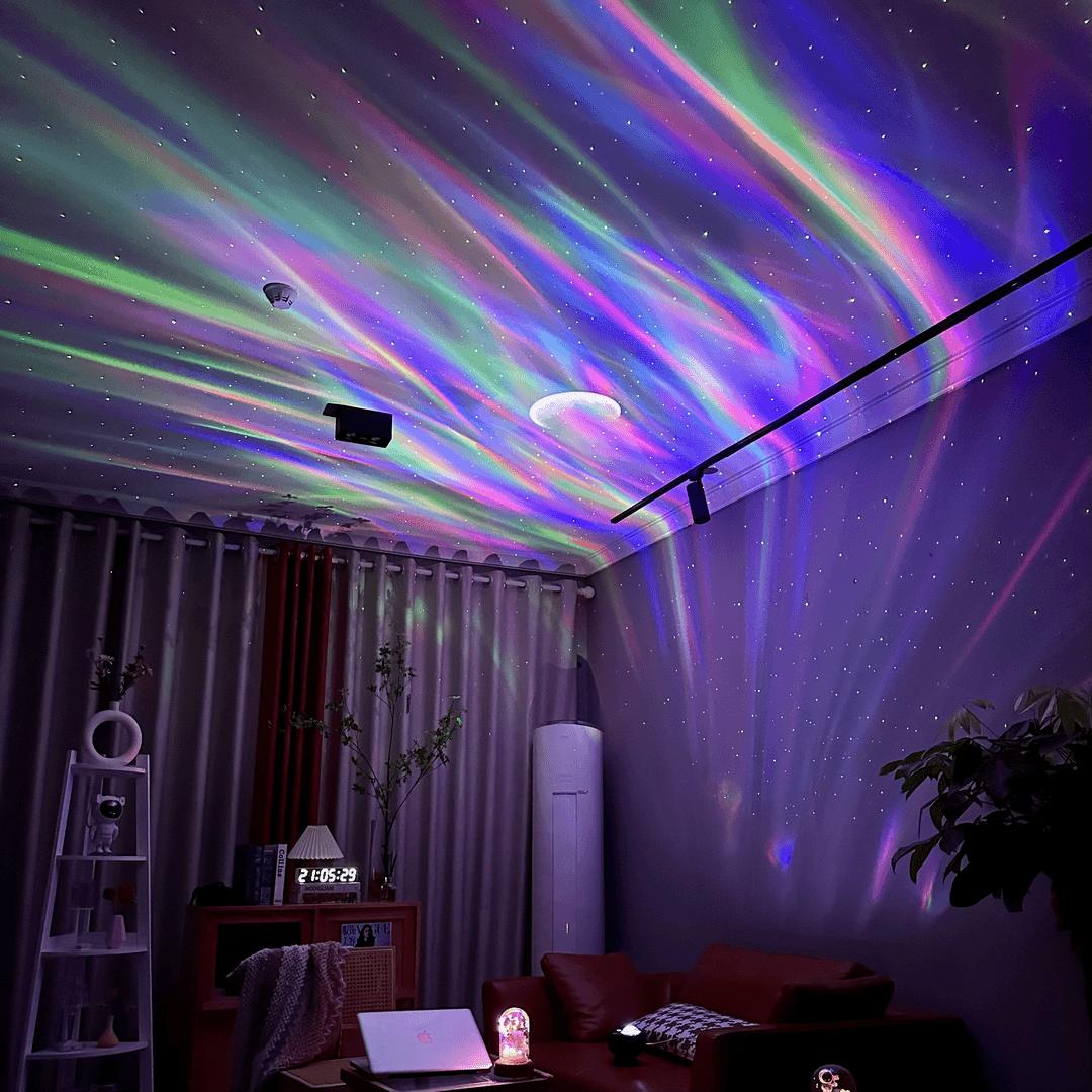 Proyector Aurora Galaxy con altavoz Bluetooth – 13 efectos de iluminación, luz nocturna de ángulo ajustable, control remoto, lámpara de techo con temporizador – OEM/ODM disponible
