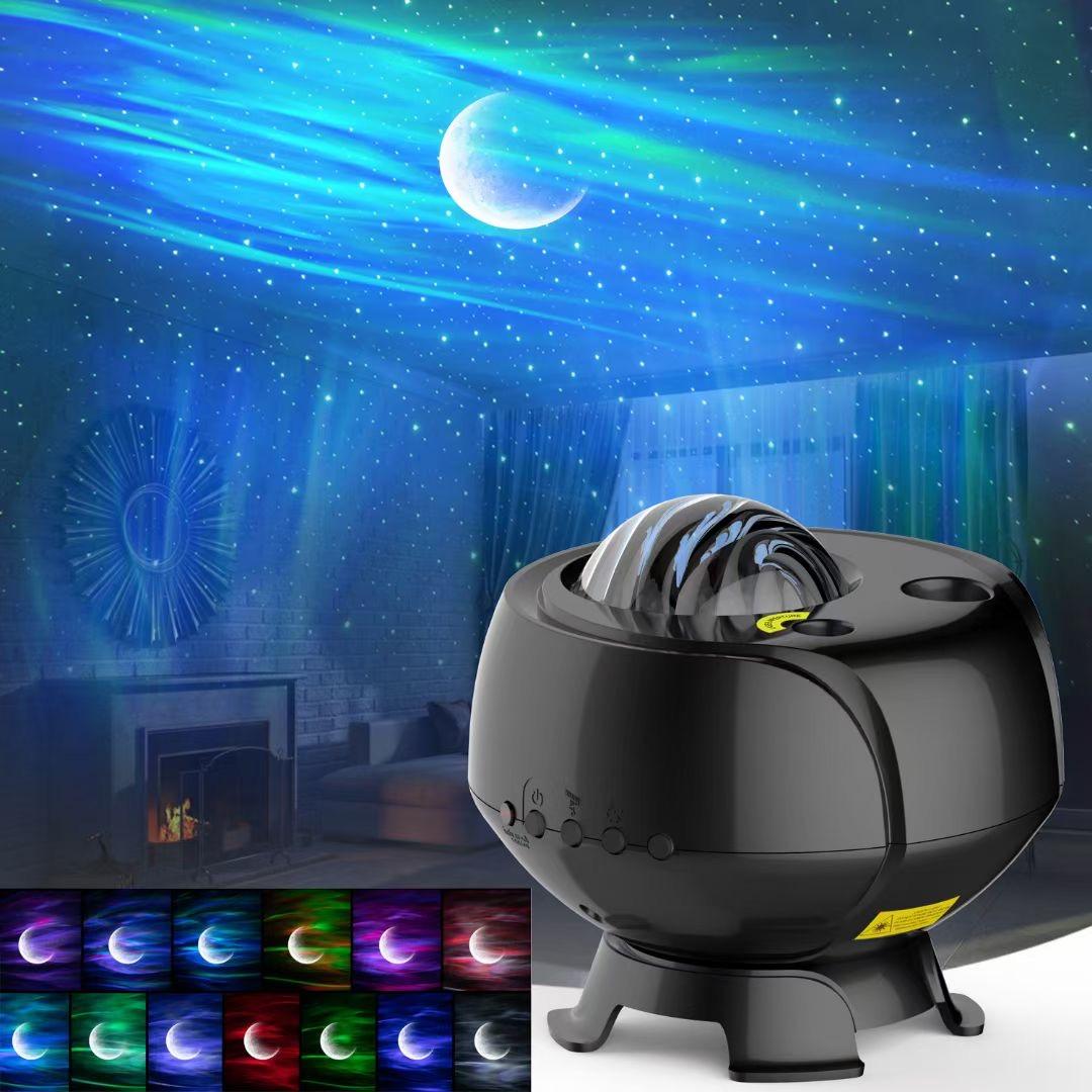 Proyector Aurora Galaxy con altavoz Bluetooth – 13 efectos de iluminación, luz nocturna de ángulo ajustable, control remoto, lámpara de techo con temporizador – OEM/ODM disponible