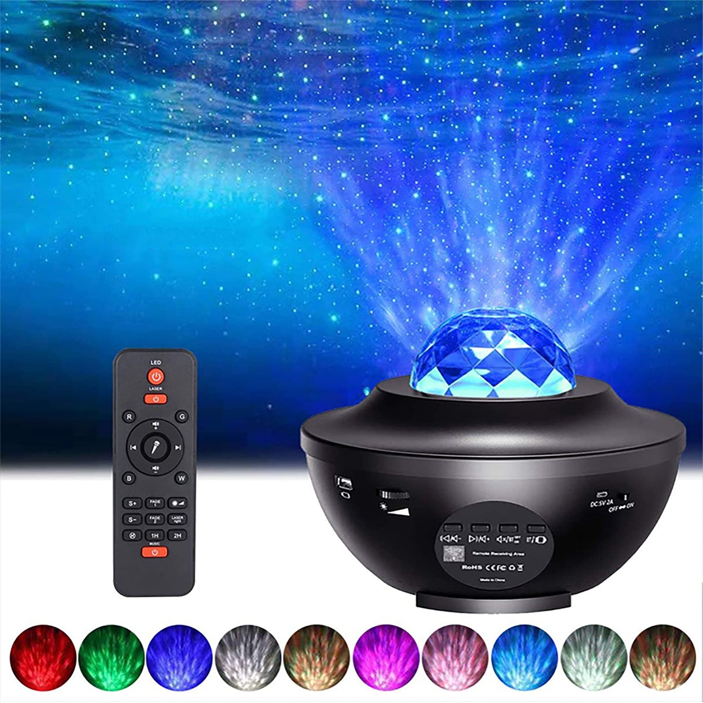 Galaxy Star Projector Gift Nebula Projection Lamp with Bluetooth Speaker Water Ripple Light USB Music Sync and Timer for Holiday Decor