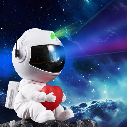 Mini proyector de galaxias de astronauta con diseño de corazón – Luz nocturna de nebulosa y estrellas, rotación magnética de 360°, control remoto para habitación infantil y regalo – OEM/ODM disponible