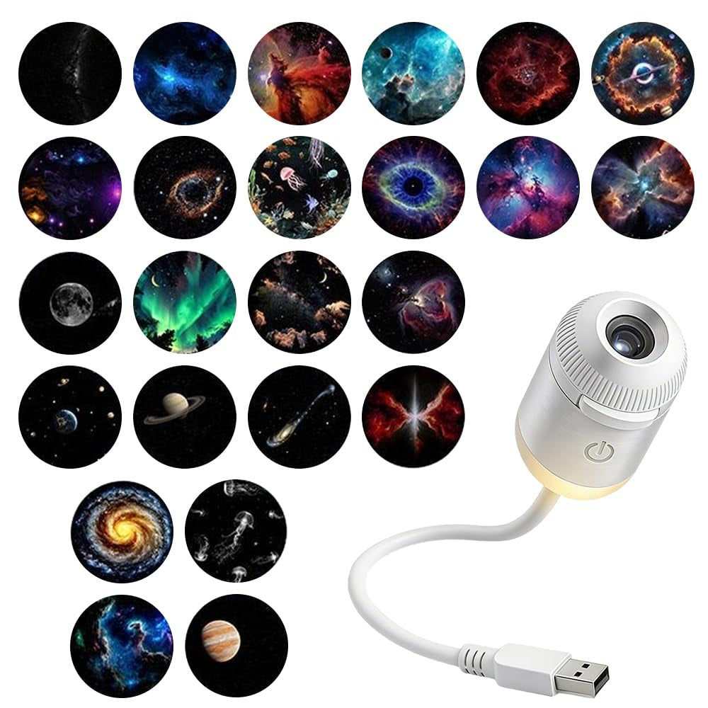 2-in-1 Planetarium Galaxy Projector Night Light with Flexible Gooseneck USB – Starry Sky Ceiling Lamp, Interchangeable Films, Adjustable Focus, Touch Control – OEM/ODM Available