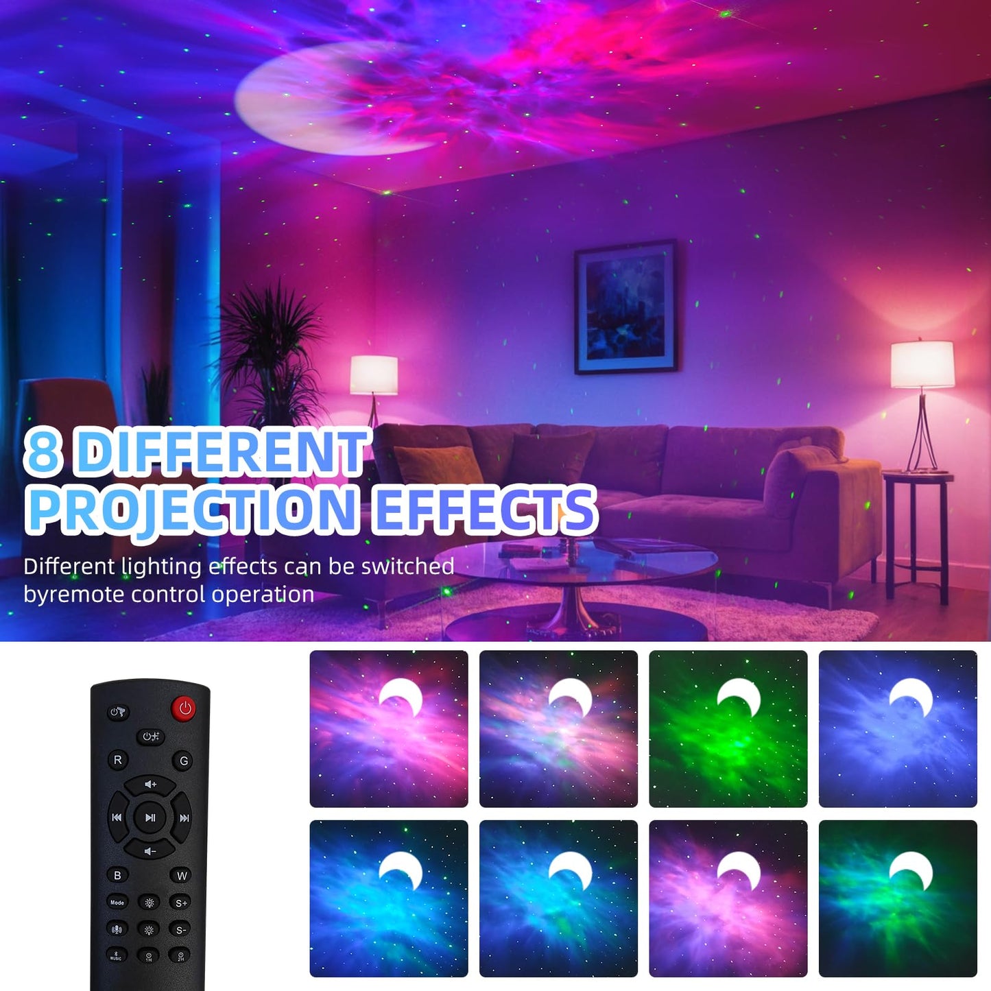 Proyector 5 en 1 de Galaxia Astronauta con Altavoz Bluetooth y Ruido Blanco – Luz de Luna, Nebulosa y Estrellas, Control Remoto, Temporizador, Luz Nocturna Ajustable 360° – OEM/ODM Disponible
