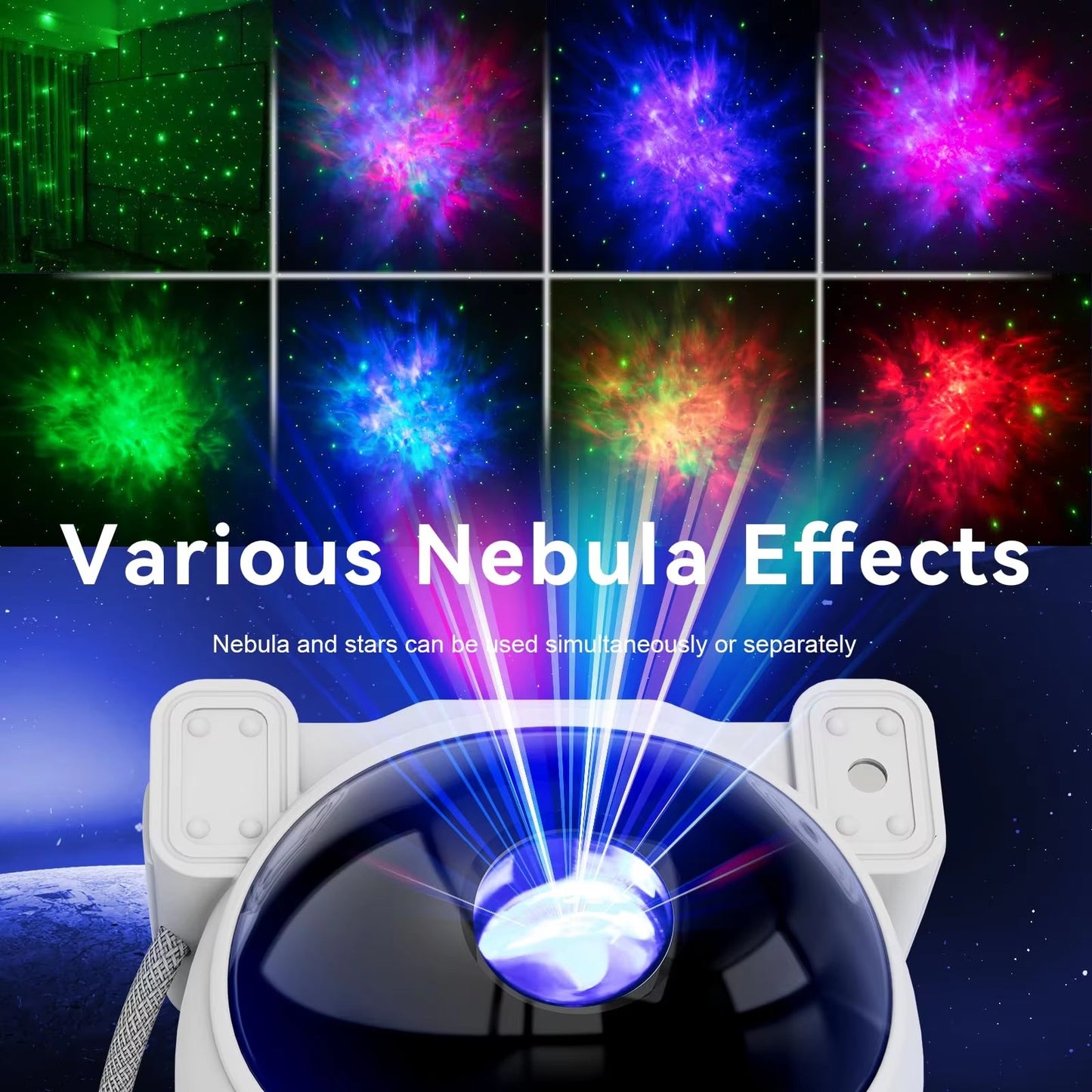 Astronaut Galaxie-Sternprojektor LED-Nebel-Nachtlicht mit Fernbedienung – Coole Weltraumprojektionslampe, 8 Nebeleffekte, einstellbarer Winkel, Timer – Geschenk für Kinder und Erwachsene – OEM/ODM verfügbar