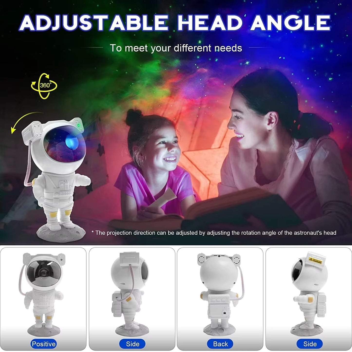 Astronaut Galaxie-Sternprojektor LED-Nebel-Nachtlicht mit Fernbedienung – Coole Weltraumprojektionslampe, 8 Nebeleffekte, einstellbarer Winkel, Timer – Geschenk für Kinder und Erwachsene – OEM/ODM verfügbar