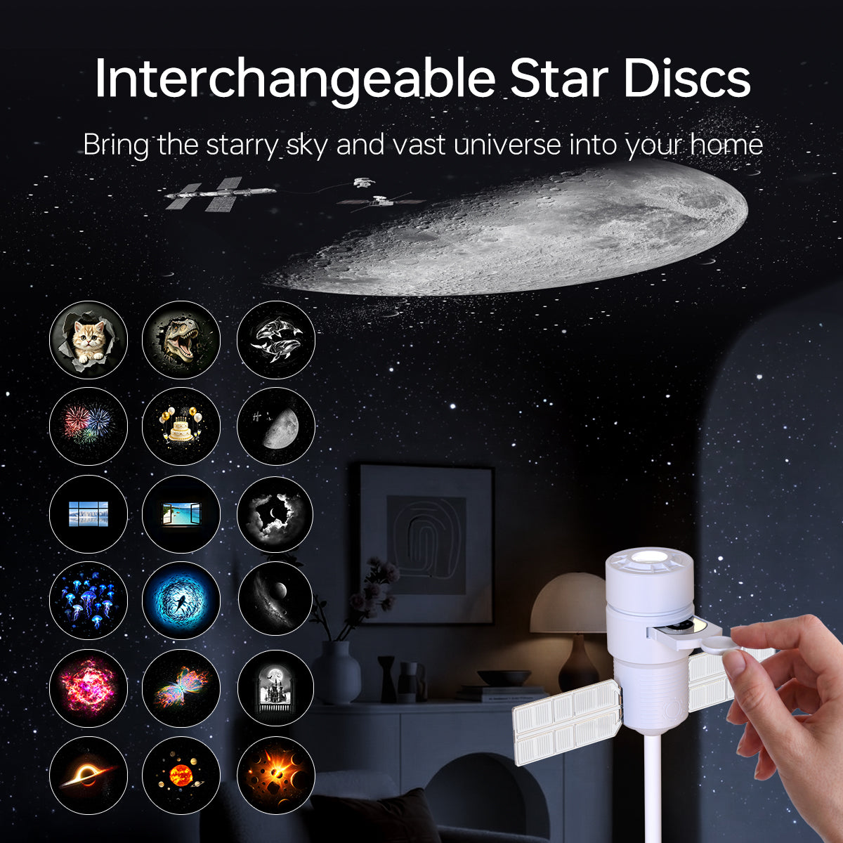 Satellite USB Planetarium Projector & Night Light with Replaceable Slides