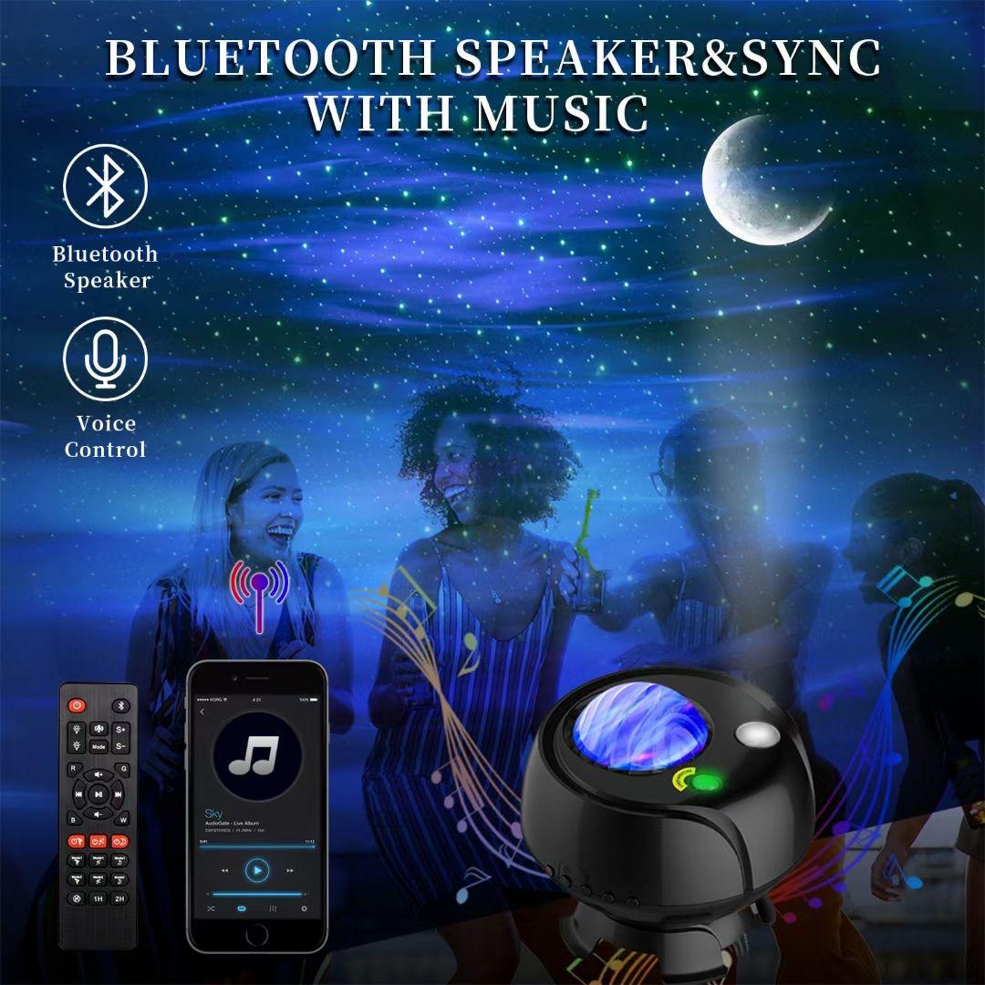Proyector Aurora Galaxy con altavoz Bluetooth – 13 efectos de iluminación, luz nocturna de ángulo ajustable, control remoto, lámpara de techo con temporizador – OEM/ODM disponible