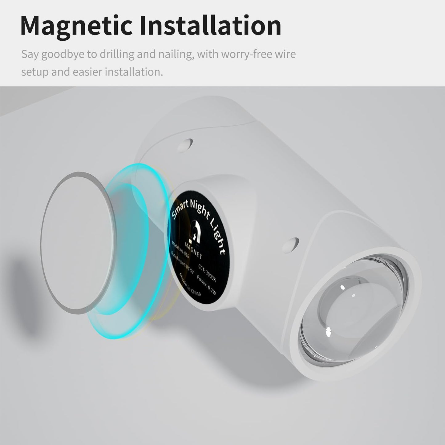 Wiederaufladbares LED-Nachtlicht mit Bewegungssensor und magnetischer Halterung – Kabellose Wandleuchte, Regenbogen-Stimmungslicht, keine Bohrungen erforderlich für Schlafzimmer & Flur – OEM/ODM verfügbar