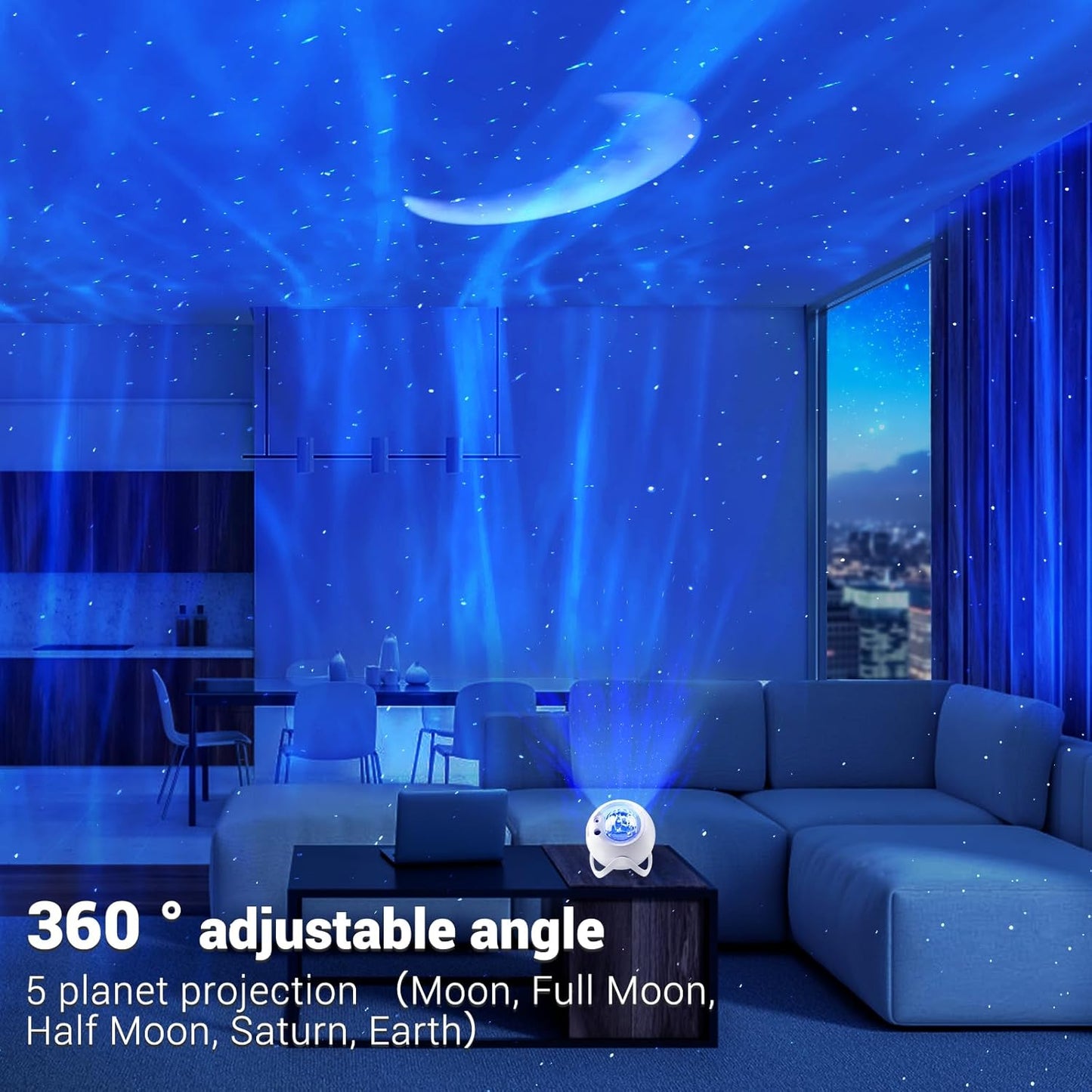 Proyector de Estrellas Galáctico Aurora con Altavoz Bluetooth – 15 Efectos Aurora, 5 Proyecciones Planetarias, Luz Nocturna Recargable, Control Remoto, Temporizador – OEM/ODM Disponible