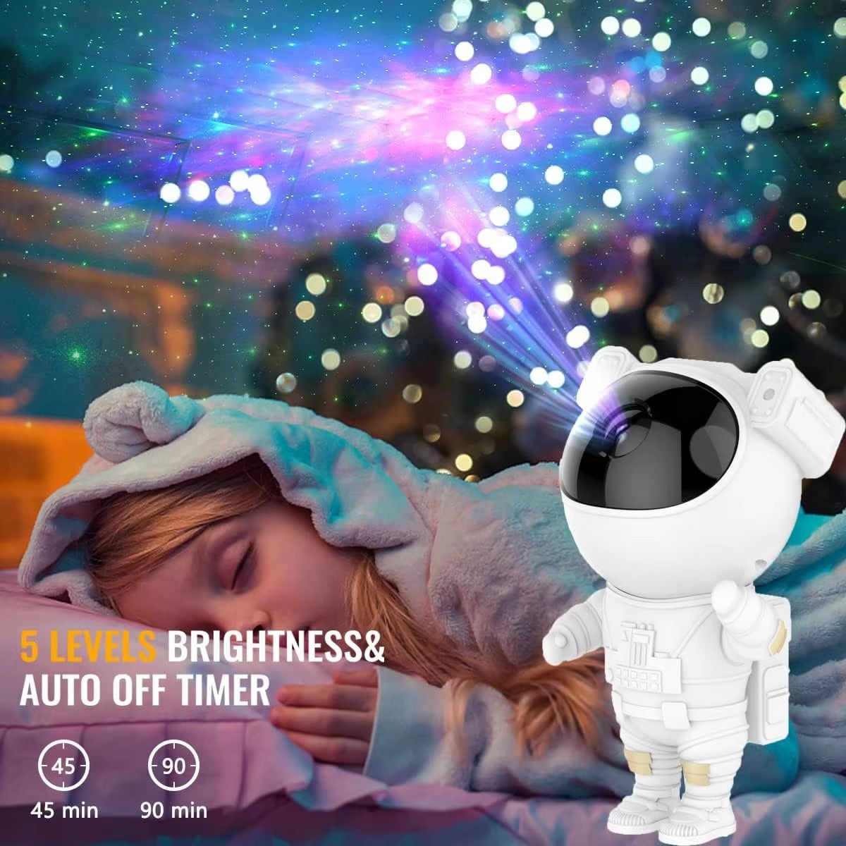 Astronaut Galaxie-Sternprojektor LED-Nebel-Nachtlicht mit Fernbedienung – Coole Weltraumprojektionslampe, 8 Nebeleffekte, einstellbarer Winkel, Timer – Geschenk für Kinder und Erwachsene – OEM/ODM verfügbar