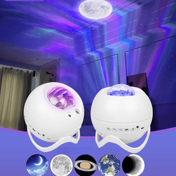 Proyector de Estrellas Galáctico Aurora con Altavoz Bluetooth – 15 Efectos Aurora, 5 Proyecciones Planetarias, Luz Nocturna Recargable, Control Remoto, Temporizador – OEM/ODM Disponible