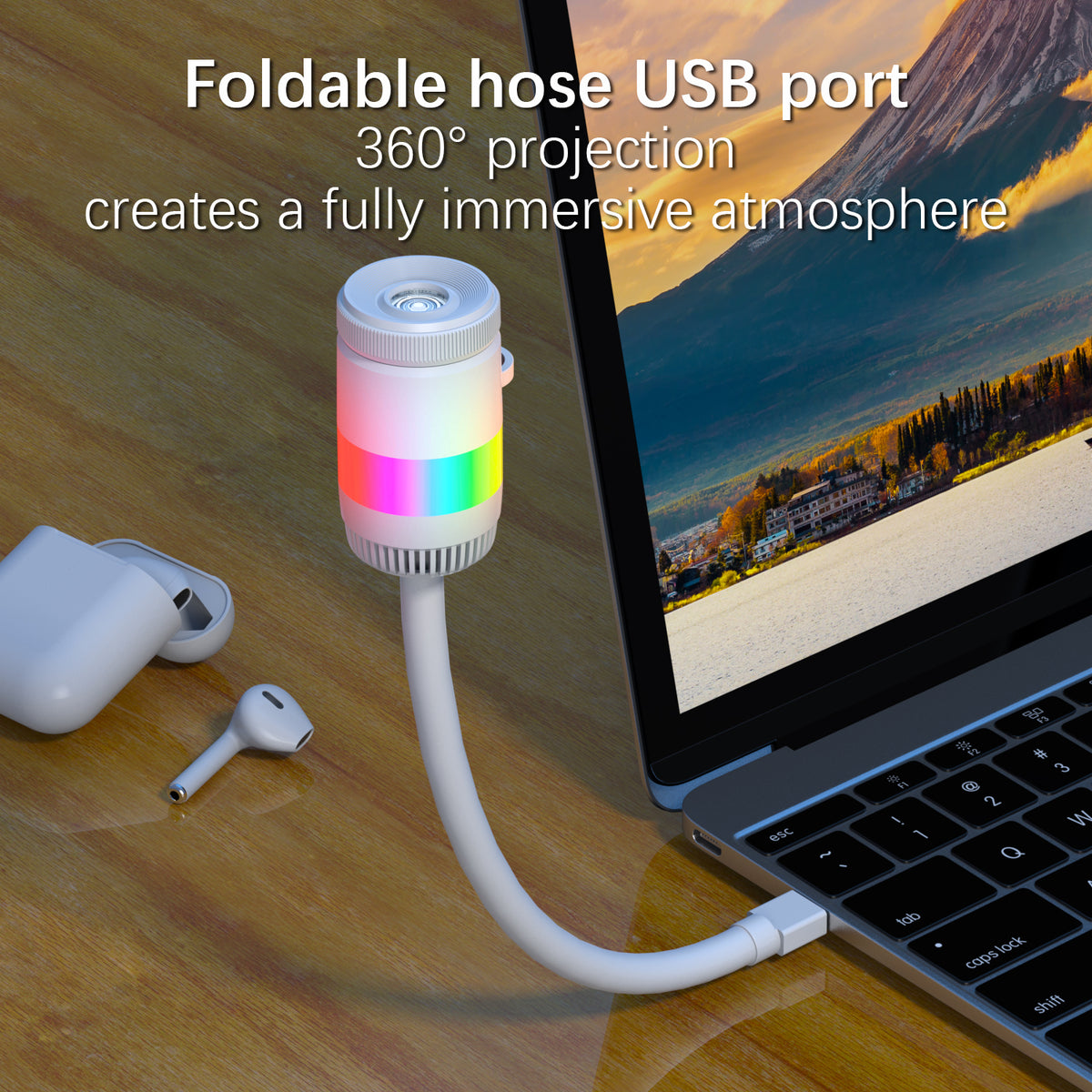 USB Galaxy Star Projector with RGB Night Light & Flexible Gooseneck