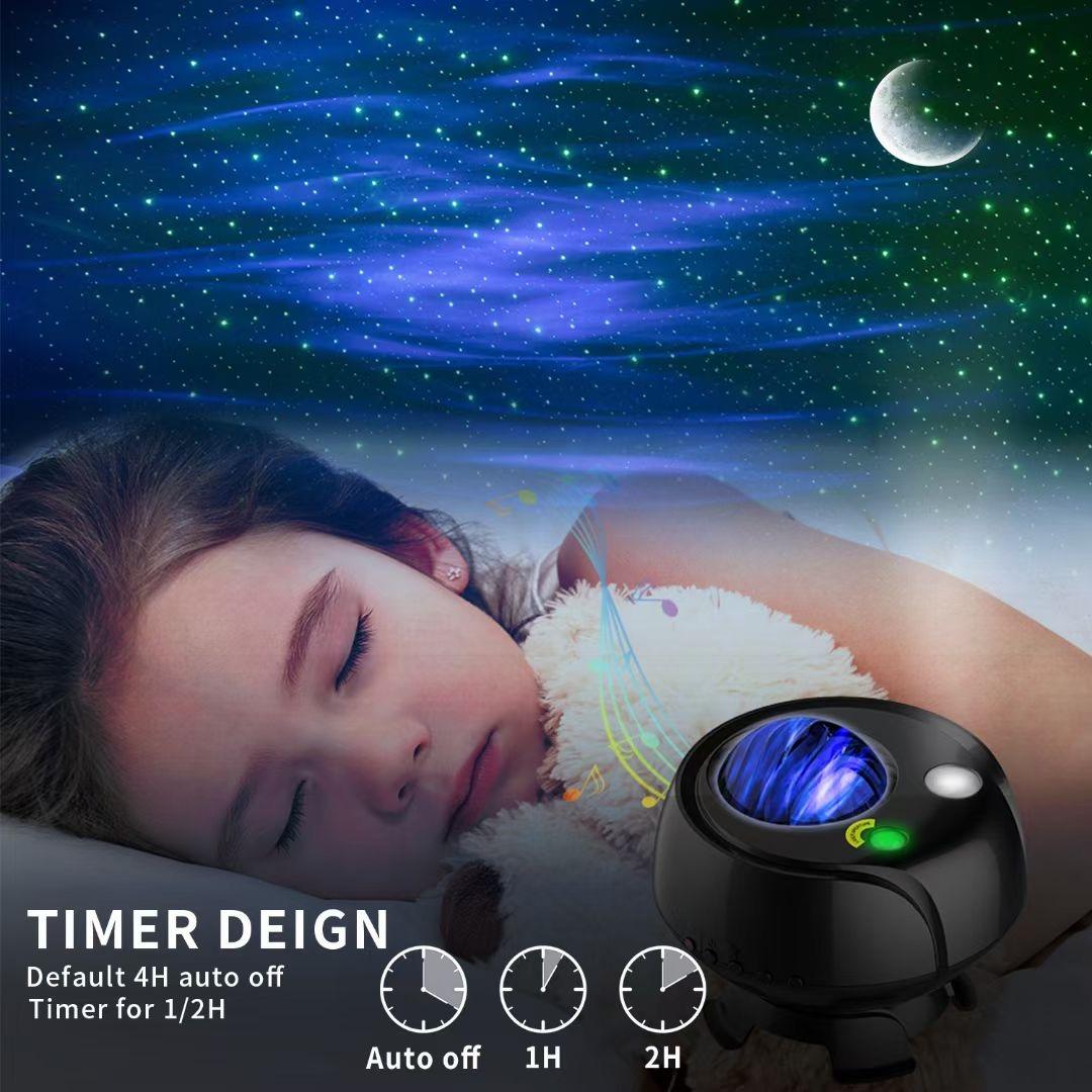 Proyector Aurora Galaxy con altavoz Bluetooth – 13 efectos de iluminación, luz nocturna de ángulo ajustable, control remoto, lámpara de techo con temporizador – OEM/ODM disponible