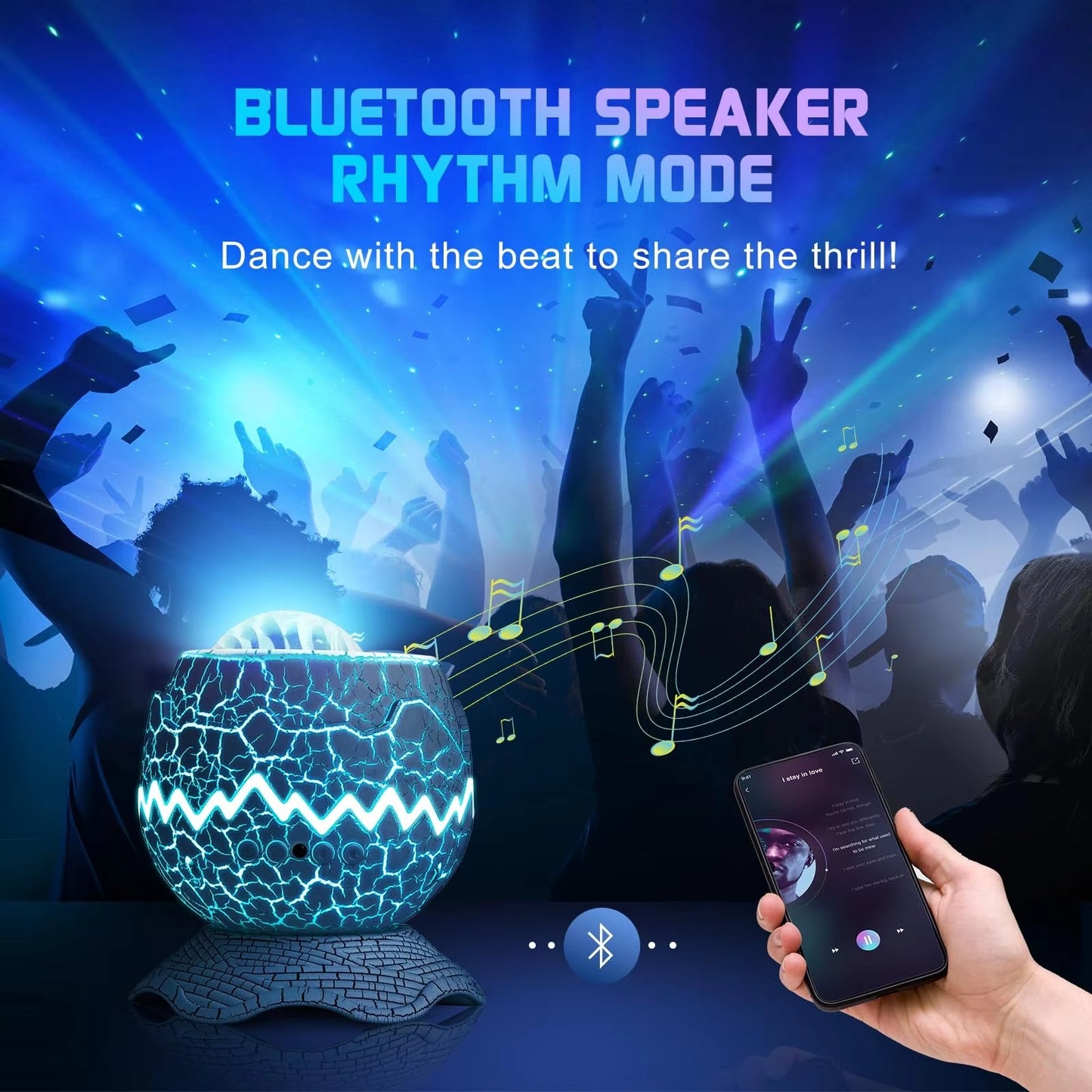 3-in-1 Dinosaur Egg Aurora Projector 33 Light Effects & BT Speaker White Noise & Timer Kids Bedroom Gift Decor  OEM