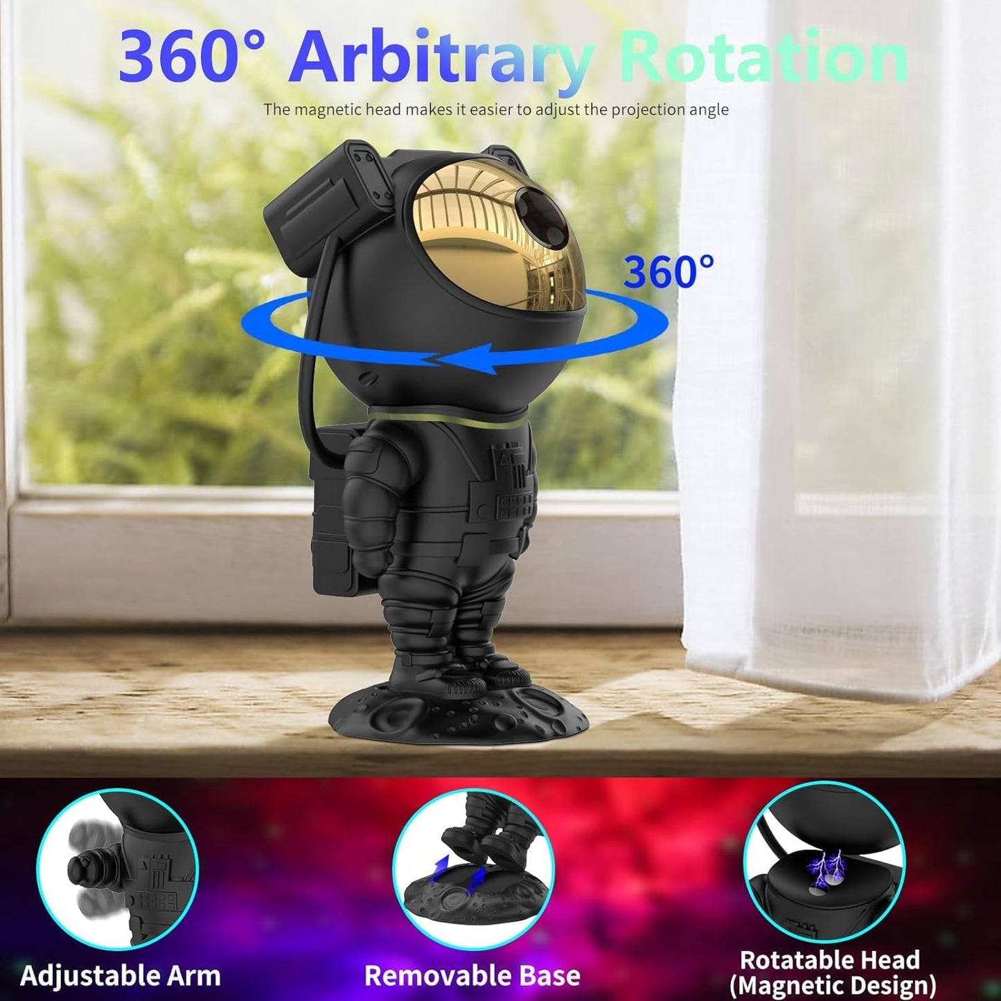 Astronaut Galaxie Projektor 360° drehendes Sternen- & Nebel-Nachtlicht mit Fernbedienung – Coole LED-Projektionslampe für Raumdekor, 8 Beleuchtungsmodi, Timer – OEM/ODM verfügbar
