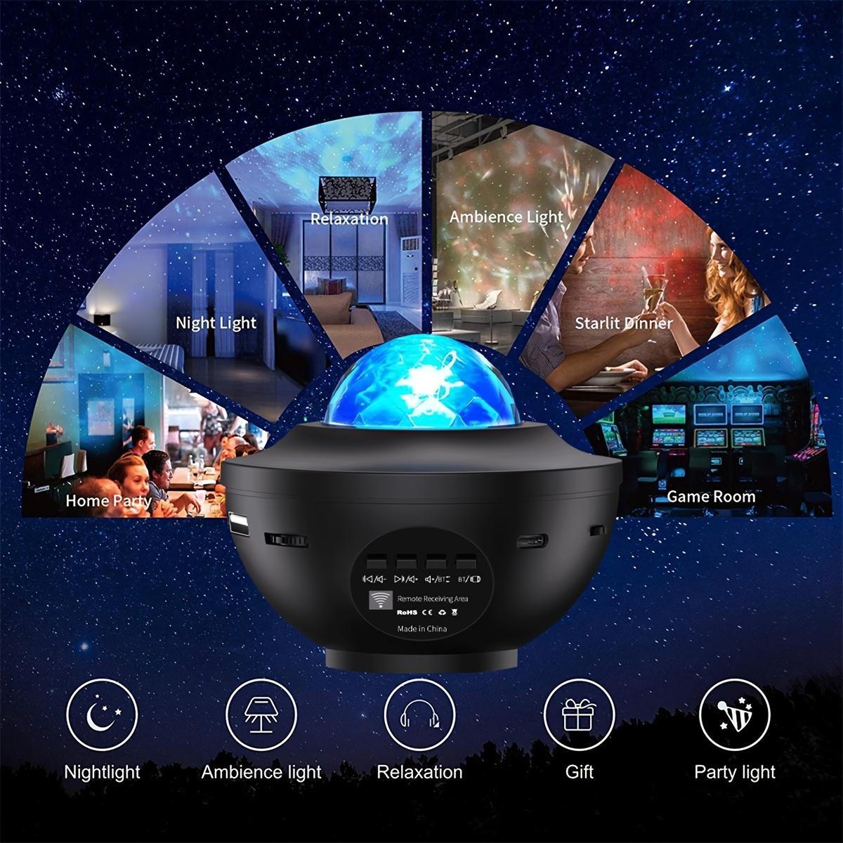 Galaxy Star Projector Gift Nebula Projection Lamp with Bluetooth Speaker Water Ripple Light USB Music Sync and Timer for Holiday Decor
