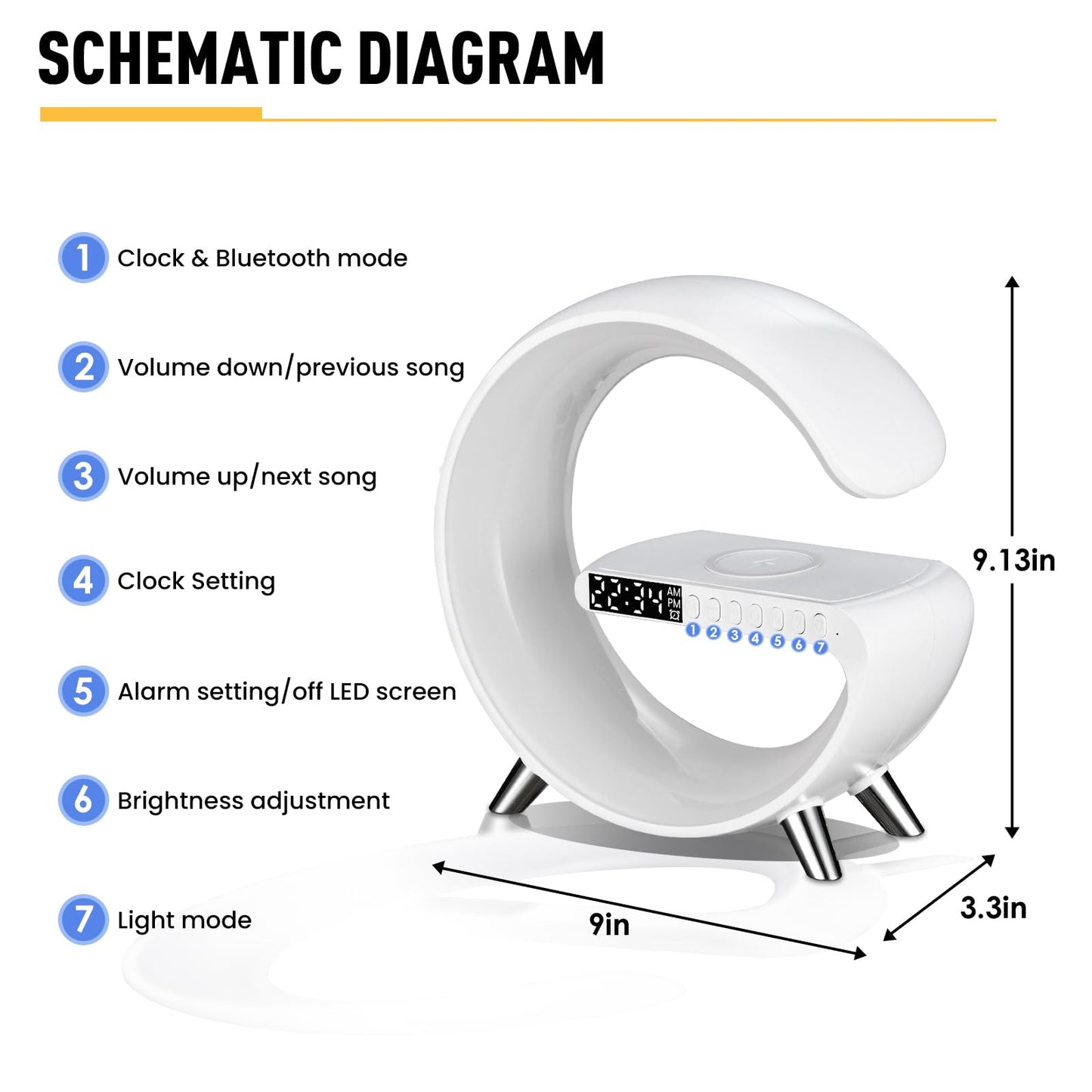 4-in-1 Smart LED Table Lamp with Wireless Charger & Bluetooth Speaker – Alarm Clock, App Control Dimmable Night Light for Bedroom & Office – OEM/ODM Available