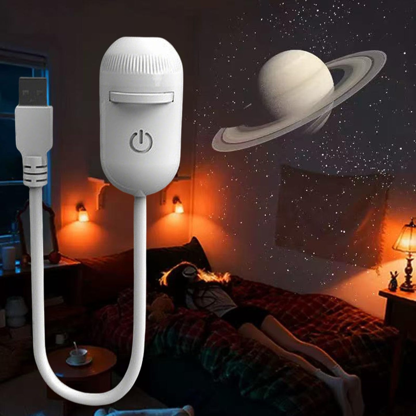 2-in-1 Galaxie-Projektor-Nachtlicht mit flexiblem Schwanenhals-USB – Sternenhimmel-Deckenleuchte, austauschbare Folien, einstellbarer Fokus, Touch-Steuerung – OEM/ODM verfügbar