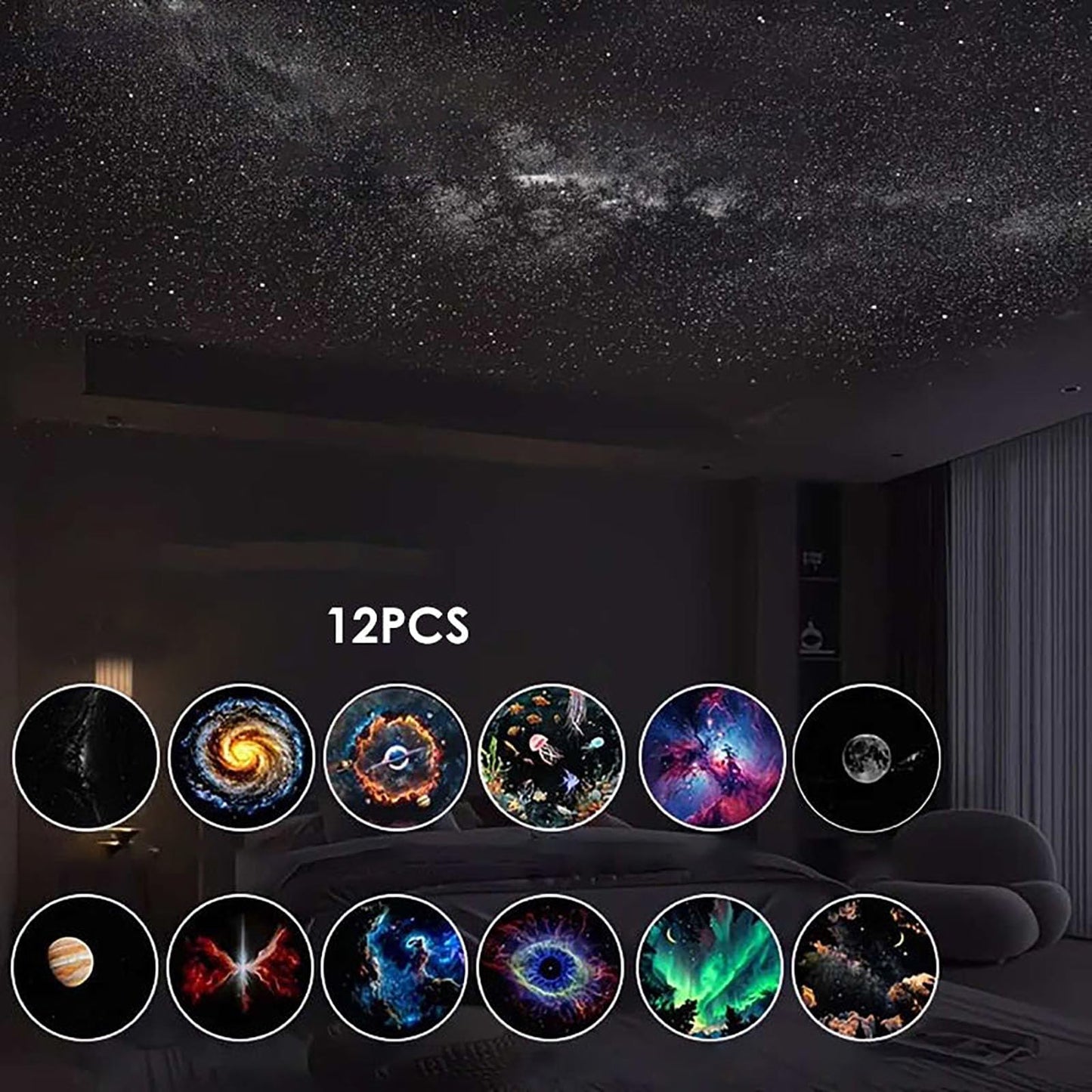 2-in-1 Galaxie-Projektor-Nachtlicht mit flexiblem Schwanenhals-USB – Sternenhimmel-Deckenleuchte, austauschbare Folien, einstellbarer Fokus, Touch-Steuerung – OEM/ODM verfügbar