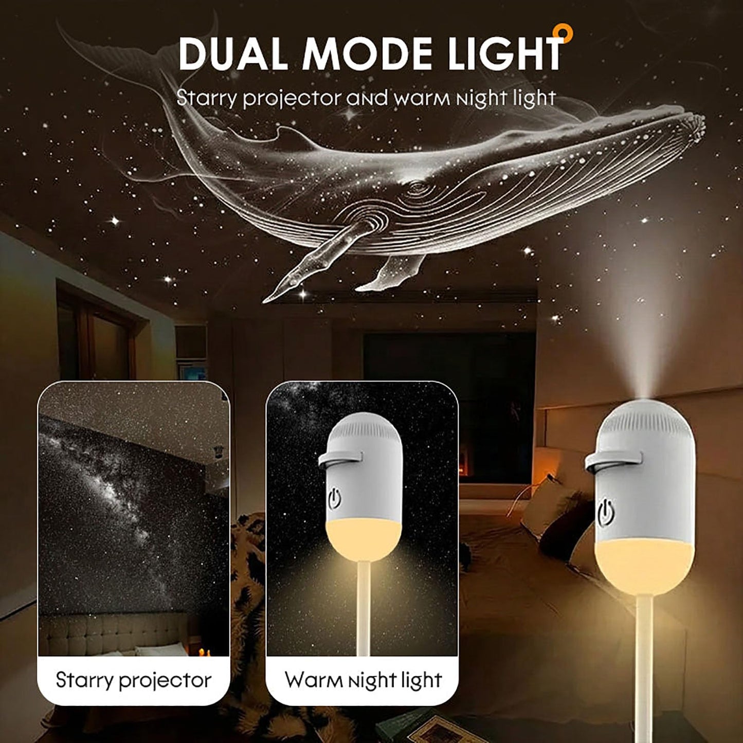 2-in-1 Galaxie-Projektor-Nachtlicht mit flexiblem Schwanenhals-USB – Sternenhimmel-Deckenleuchte, austauschbare Folien, einstellbarer Fokus, Touch-Steuerung – OEM/ODM verfügbar