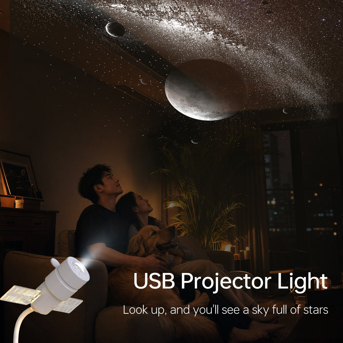 Satellite USB Planetarium Projector & Night Light with Replaceable Slides
