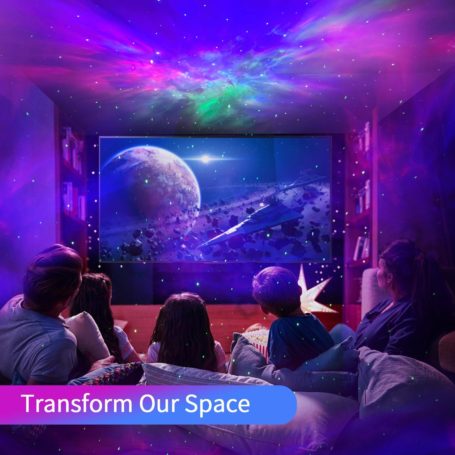 Proyector de galaxias astronauta con lámpara lunar – Luz nocturna de estrellas y nebulosas, rotación magnética de 360°, control remoto, temporizador para dormitorio infantil – OEM/ODM disponible