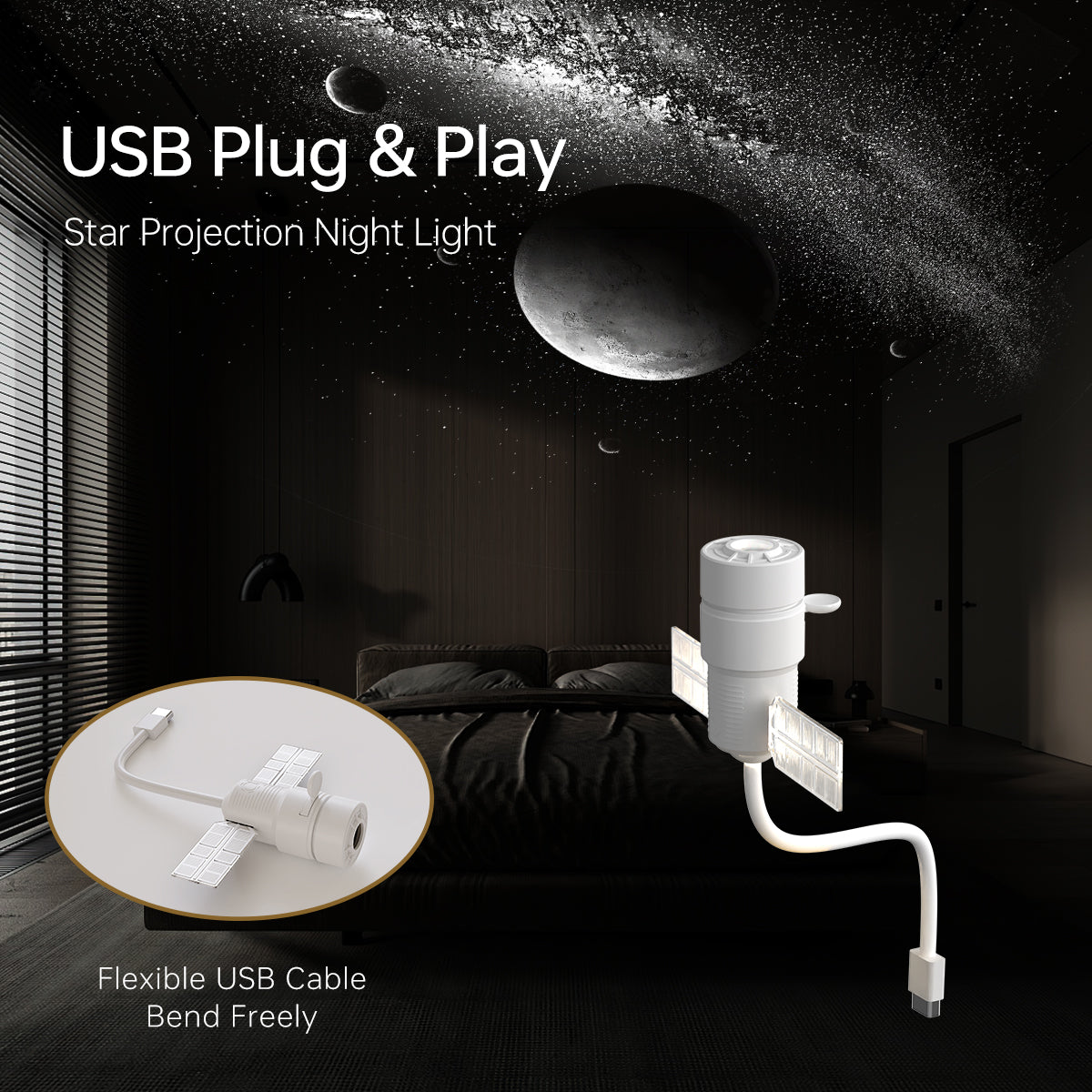 Satellite USB Planetarium Projector & Night Light with Replaceable Slides