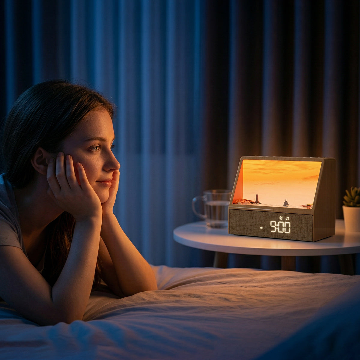 Sunrise Wake-Up Light Alarm Clock with 24 White Noise Sounds, Bluetooth Speaker & Multicolor Ambient Light – Snooze, Light & Sound Alarm, Auto-Off Timer – OEM/ODM Available