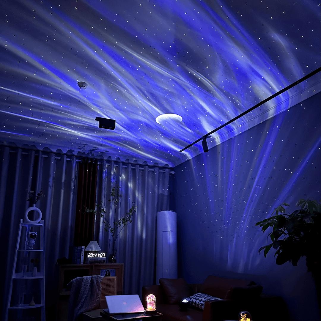 Proyector Aurora Galaxy con altavoz Bluetooth – 13 efectos de iluminación, luz nocturna de ángulo ajustable, control remoto, lámpara de techo con temporizador – OEM/ODM disponible