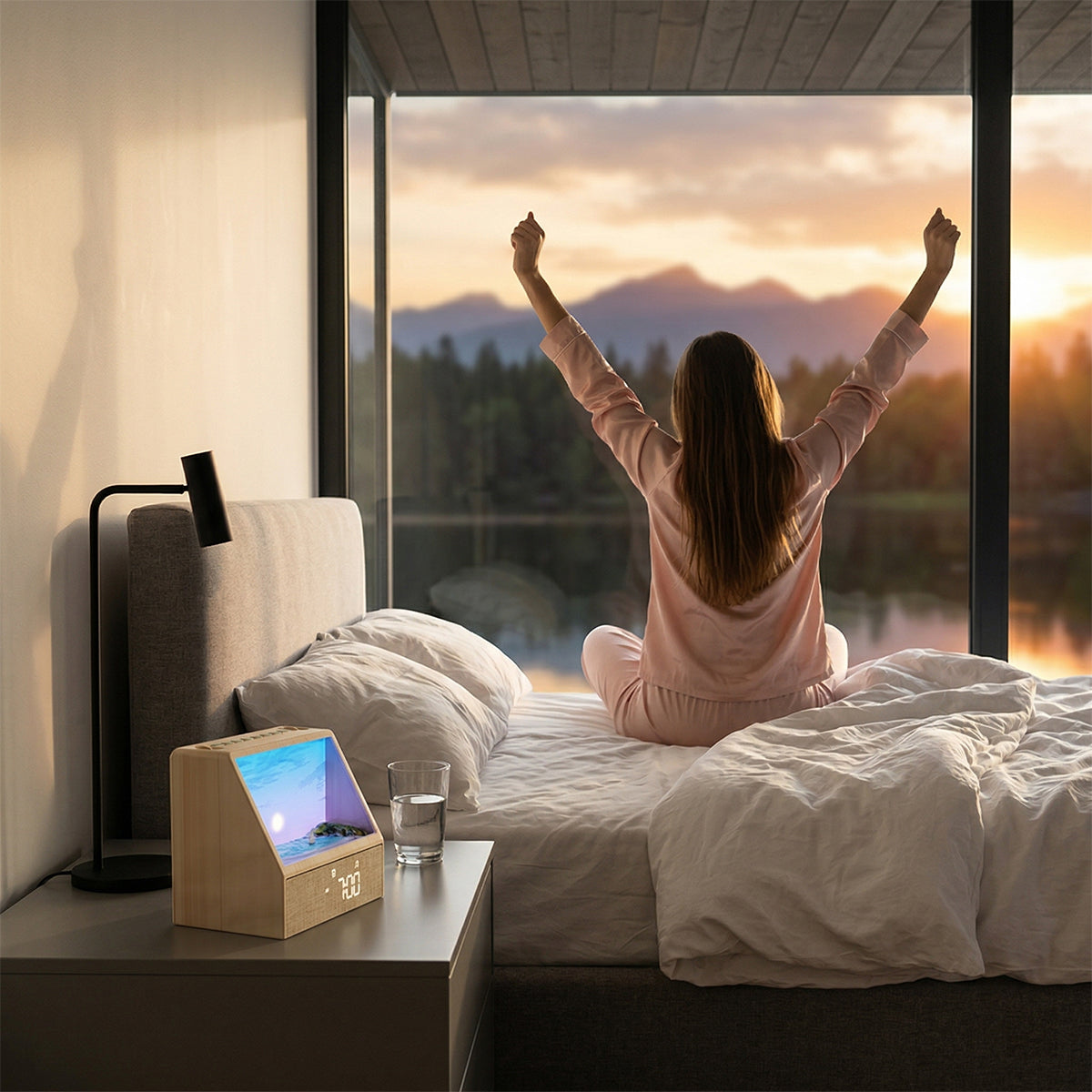 Sunrise Wake-Up Light Alarm Clock with 24 White Noise Sounds, Bluetooth Speaker & Multicolor Ambient Light – Snooze, Light & Sound Alarm, Auto-Off Timer – OEM/ODM Available