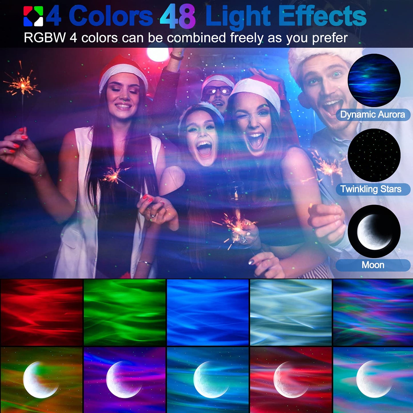Galaxy Star Projector Gift Nebula Projection Lamp with Bluetooth Speaker Water Ripple Light USB Music Sync and Timer for Holiday Decor
