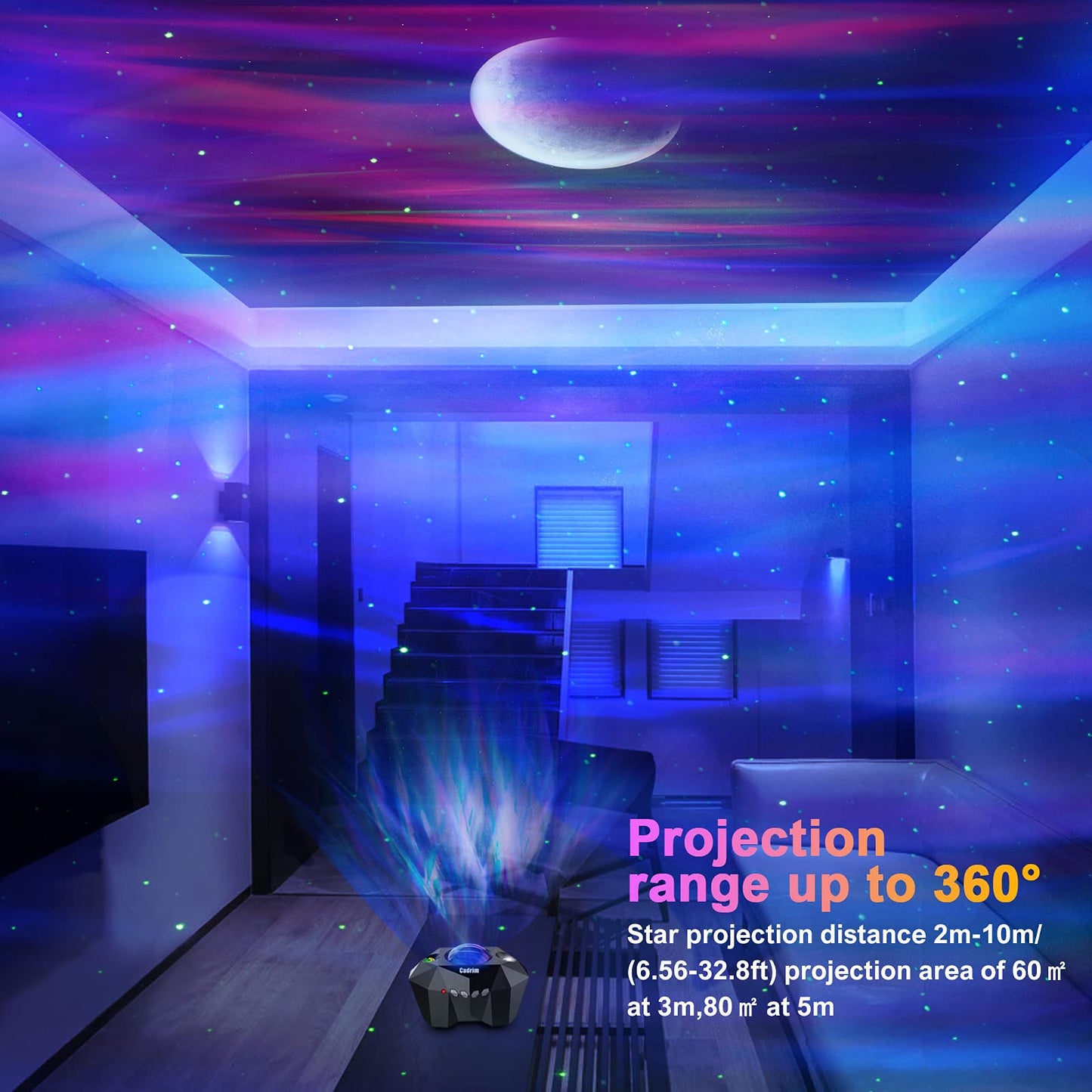 Galaxy Star Projector Gift Nebula Projection Lamp with Bluetooth Speaker Water Ripple Light USB Music Sync and Timer for Holiday Decor