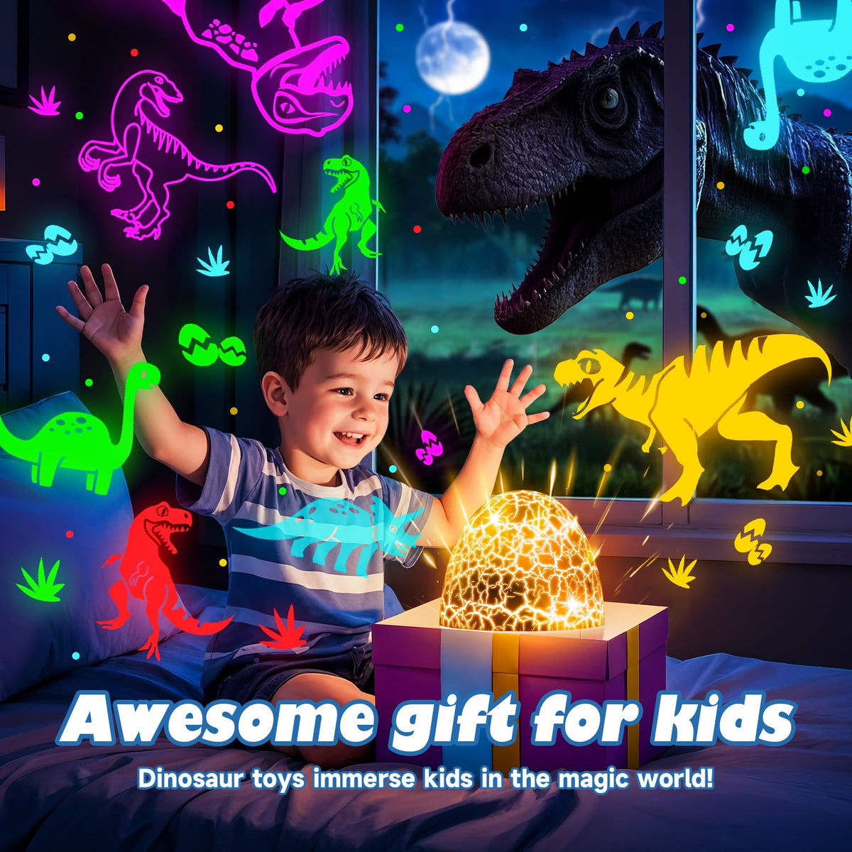 Dinosaur Egg Kids Night Light Projector – 31 Colors & 3 Films & 15 Soothing Sounds & Remote Timer – Easter Gift & Room Decor – OEM/ODM Availabl