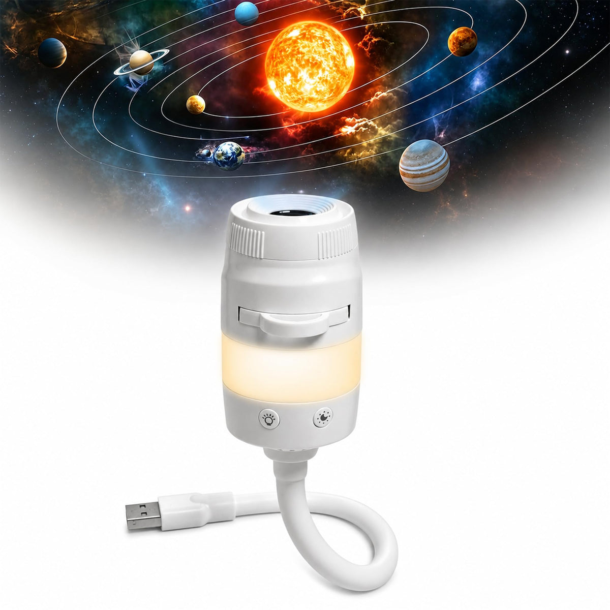 USB galaxy projector with flexible gooseneck and RGB night light