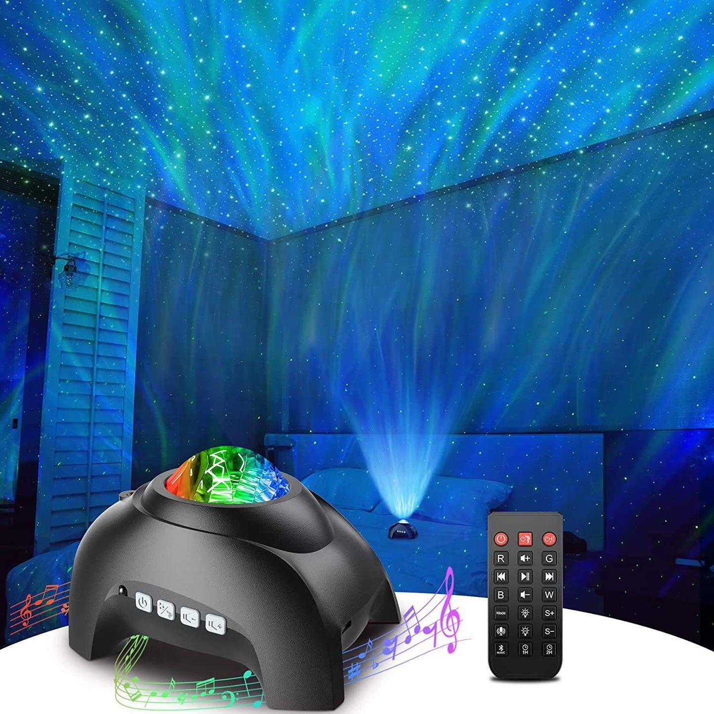 Northern Galaxy Aurora Projector 33 Light Effects & BT Speaker White Noise & Timer Home Decor Bedroom Gift OEM