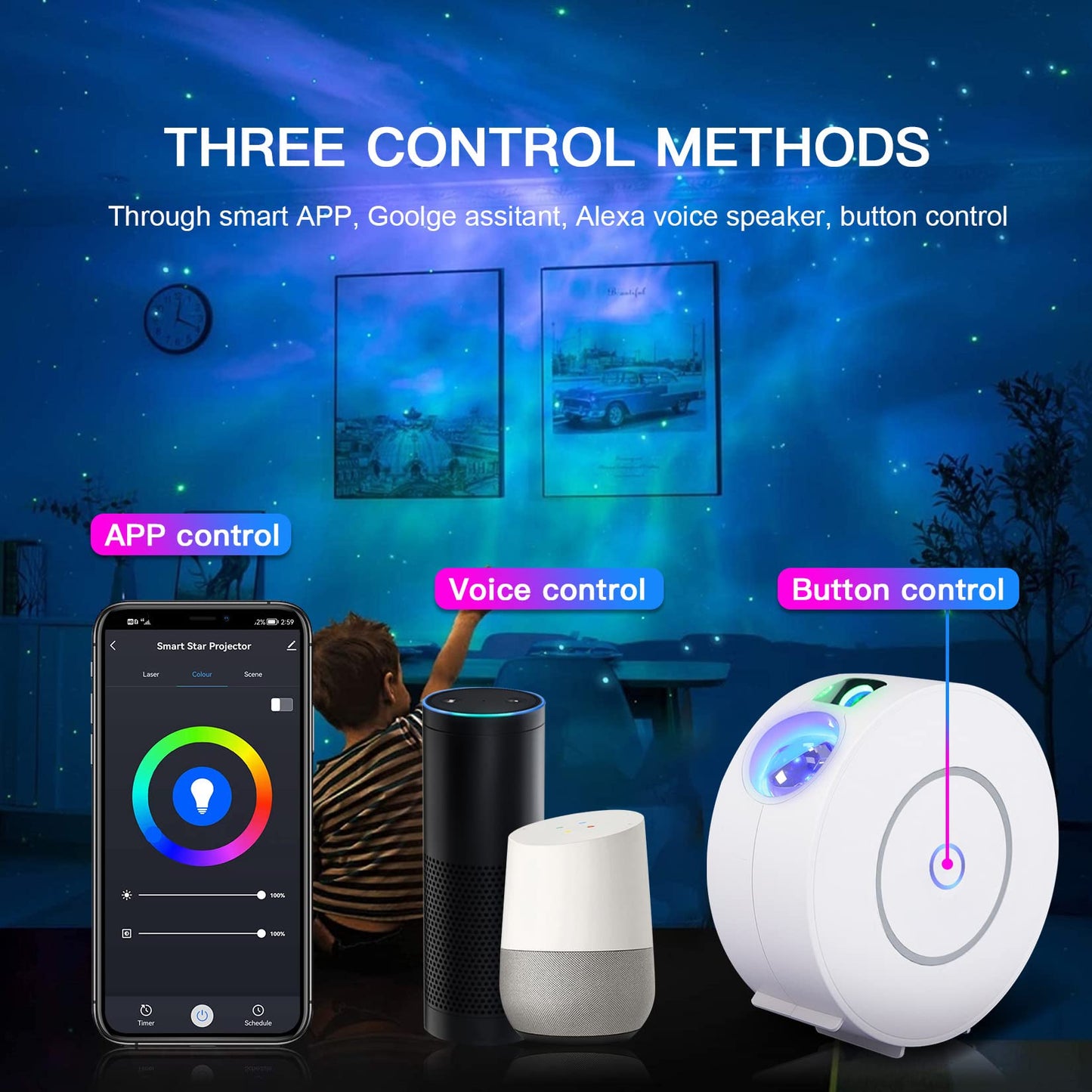 Galaxy Projector for Bedroom Star Projector Galaxy Light Nebula Lamp Ceiling Starlight Projector Smart APP and Voice Control LED Night Light for Valentines Day Gifts