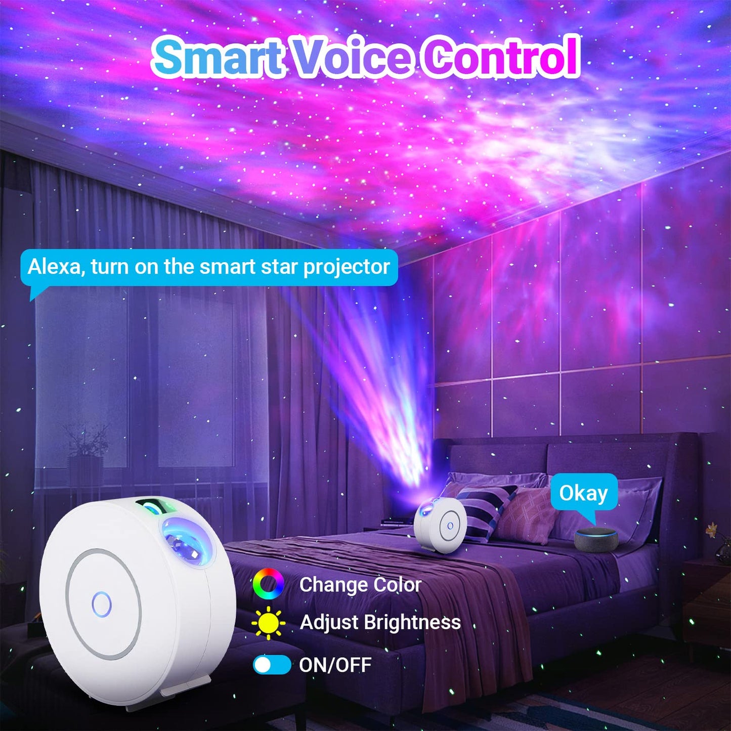 Galaxy Projector for Bedroom Star Projector Galaxy Light Nebula Lamp Ceiling Starlight Projector Smart APP and Voice Control LED Night Light for Valentines Day Gifts