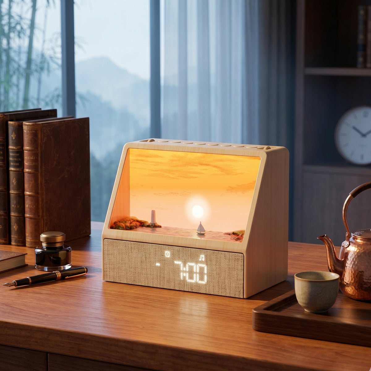 Sunrise Wake-Up Light Alarm Clock with 24 White Noise Sounds, Bluetooth Speaker & Multicolor Ambient Light – Snooze, Light & Sound Alarm, Auto-Off Timer – OEM/ODM Available