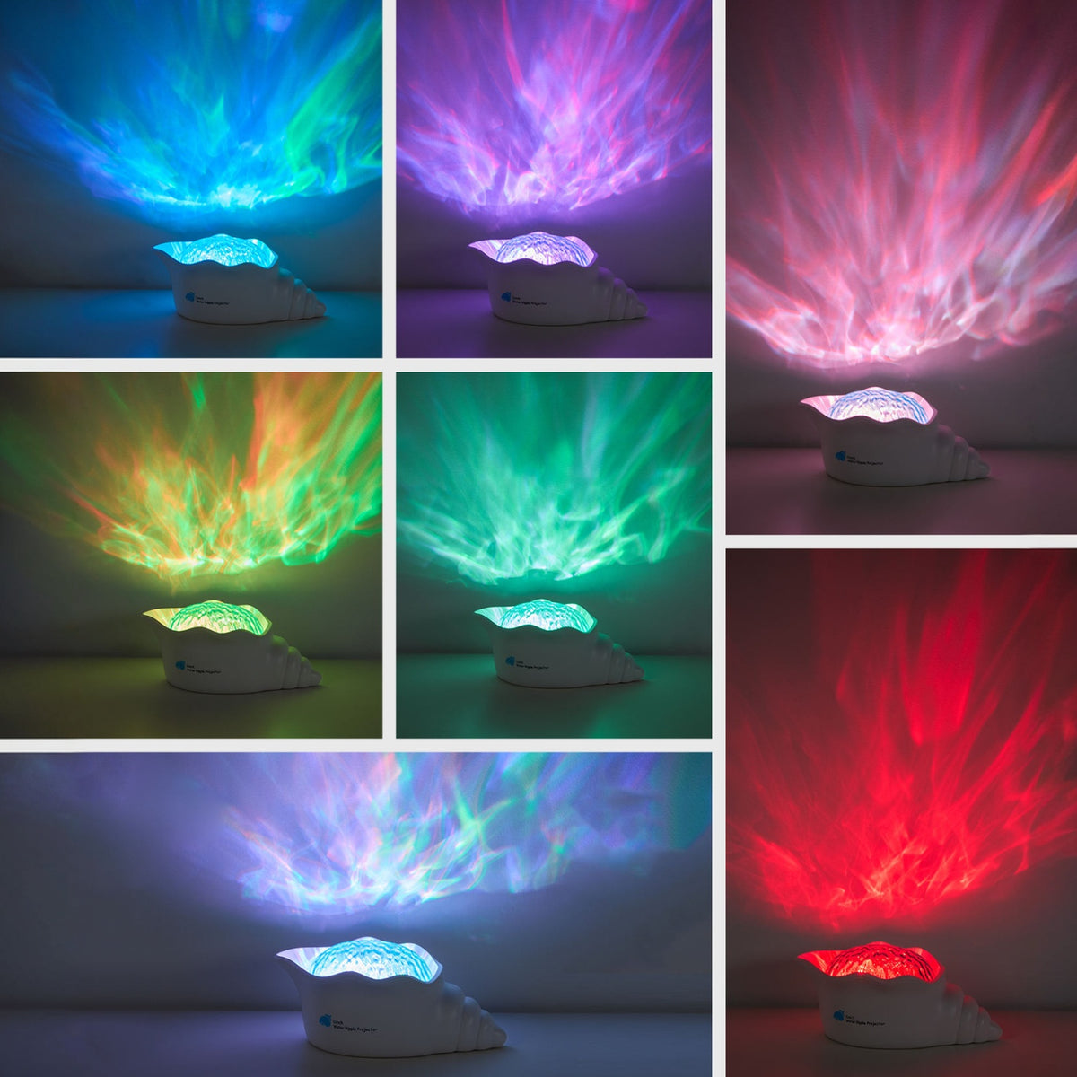 Rechargeable Conch Aurora Ocean Wave Projector Night Light with White Noise & Adjustable Brightness OEM/ODM