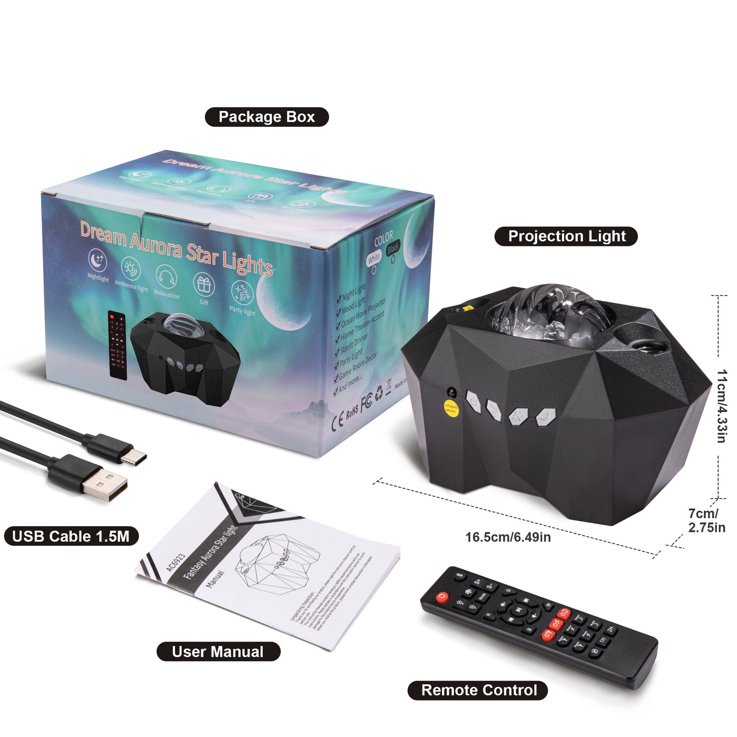 Galaxy Star Projector Gift Nebula Projection Lamp with Bluetooth Speaker Water Ripple Light USB Music Sync and Timer for Holiday Decor