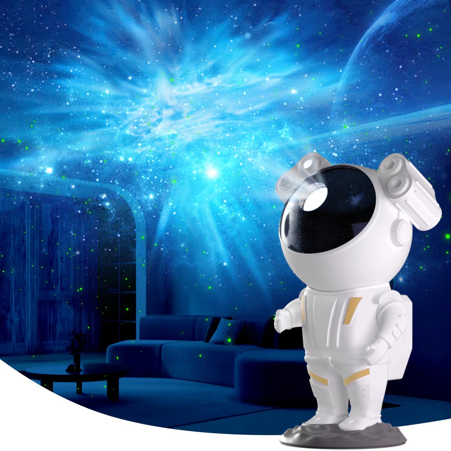 Galaxy Projector Astronaut Nebula Night Lights with Remote Control Timing and 360° Rotation Magnetic Head Star Lights for Bedroom Gaming Room Decor