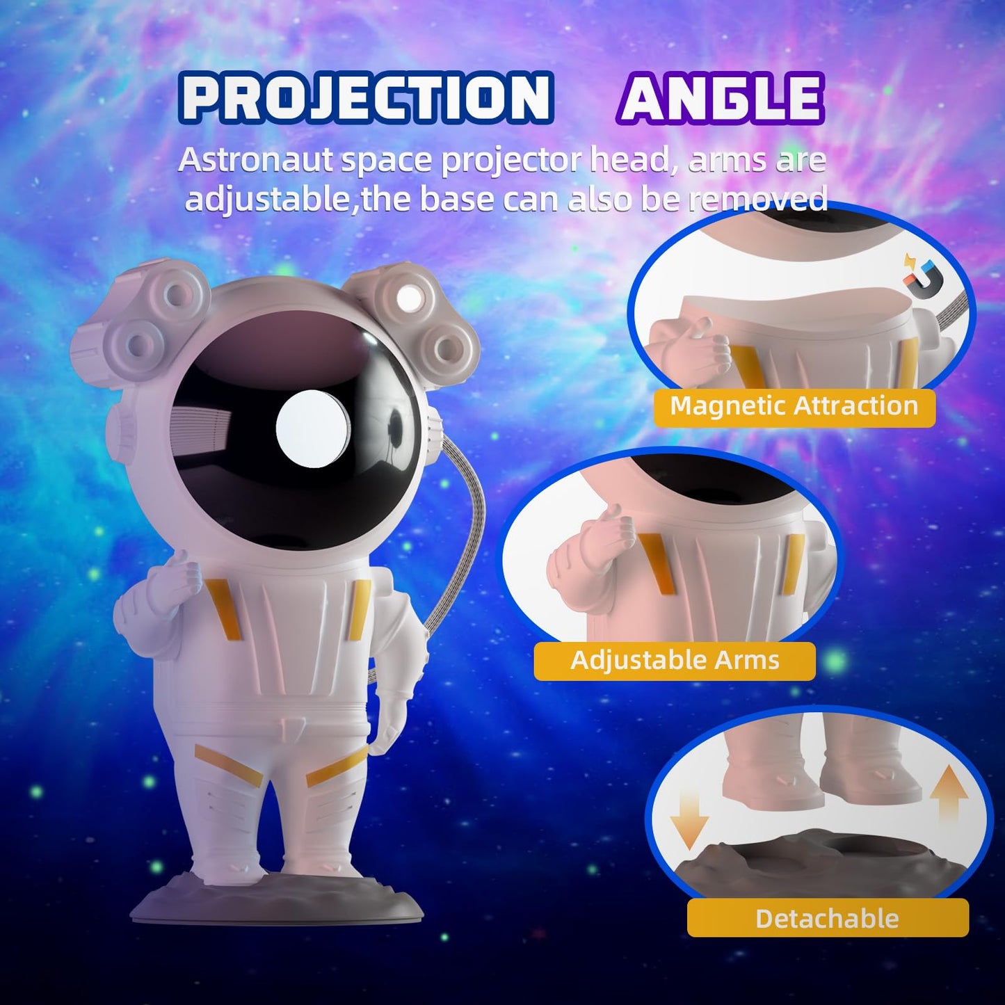 Galaxy Projector Astronaut Nebula Night Lights with Remote Control Timing and 360° Rotation Magnetic Head Star Lights for Bedroom Gaming Room Decor