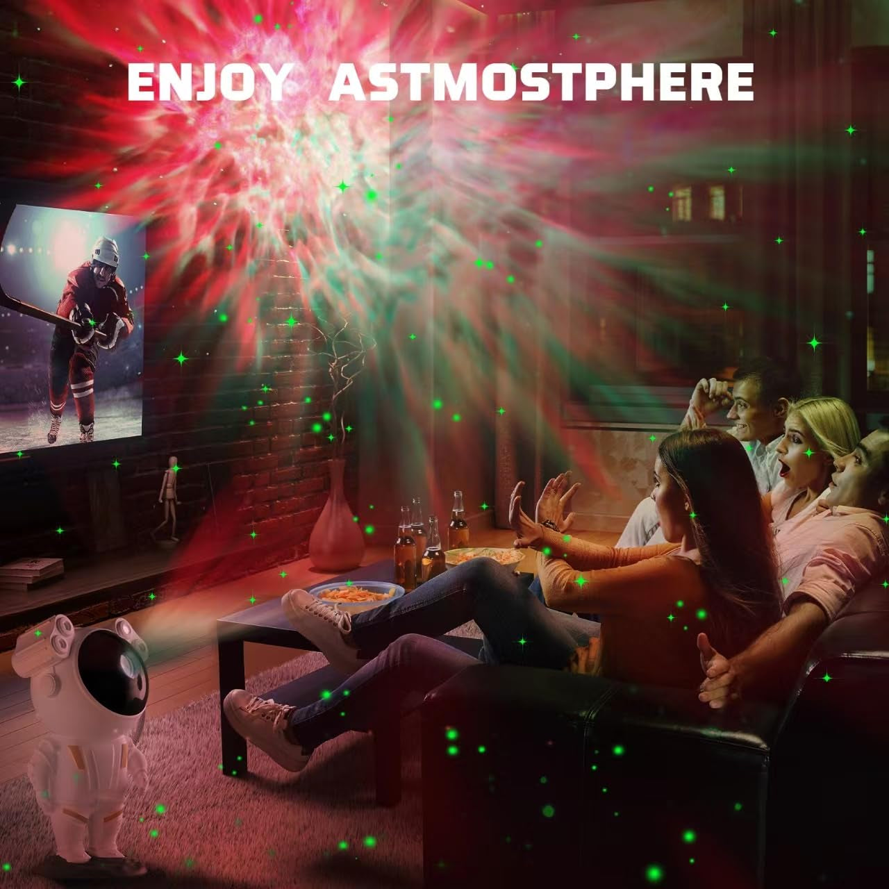 Galaxy Projector Astronaut Nebula Night Lights with Remote Control Timing and 360° Rotation Magnetic Head Star Lights for Bedroom Gaming Room Decor